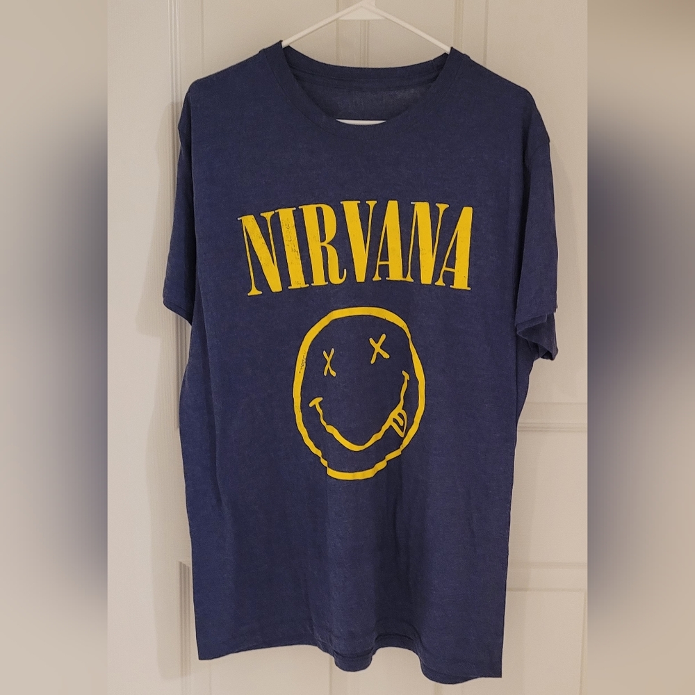 Nirvana Smiley Face Blue Unisex Tshirt